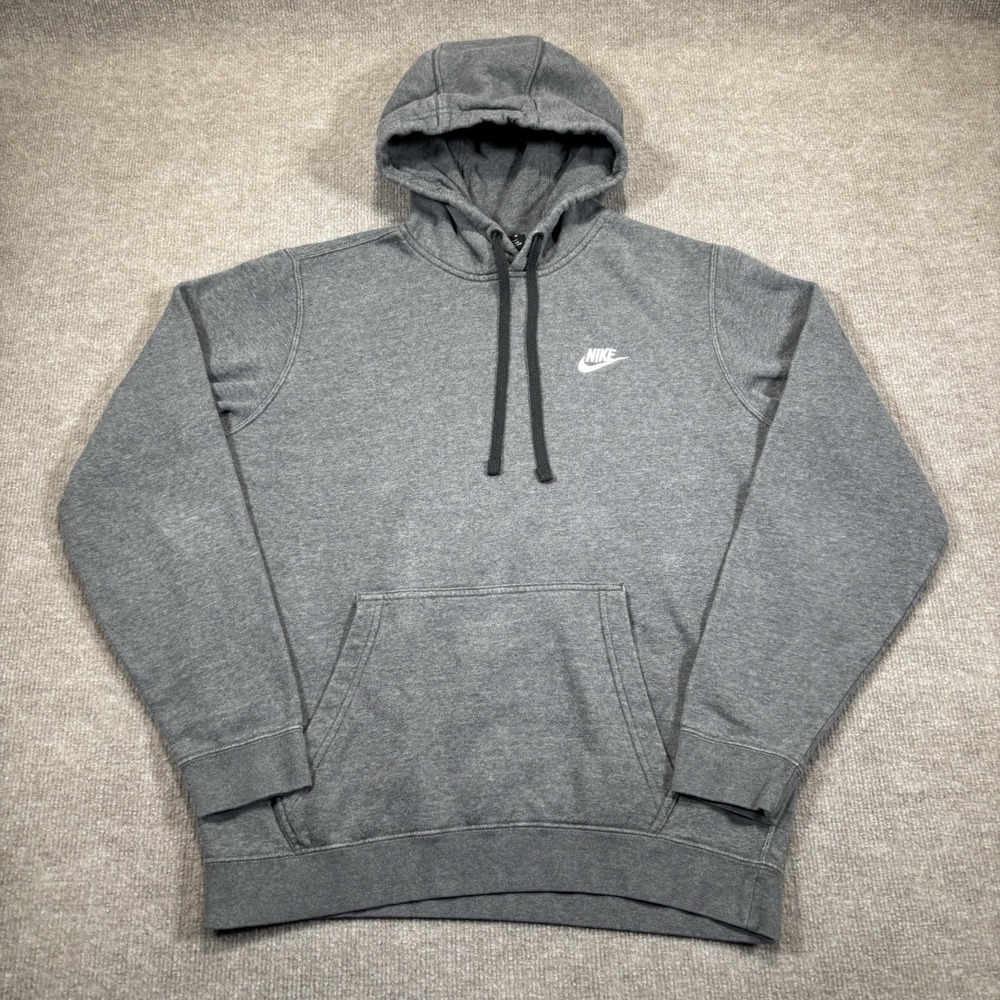 Nike Sportswear Club Fleece Hoodie Sweatshirt Mens M Gray Embroidered 804346 071 - Picture 1 of 9